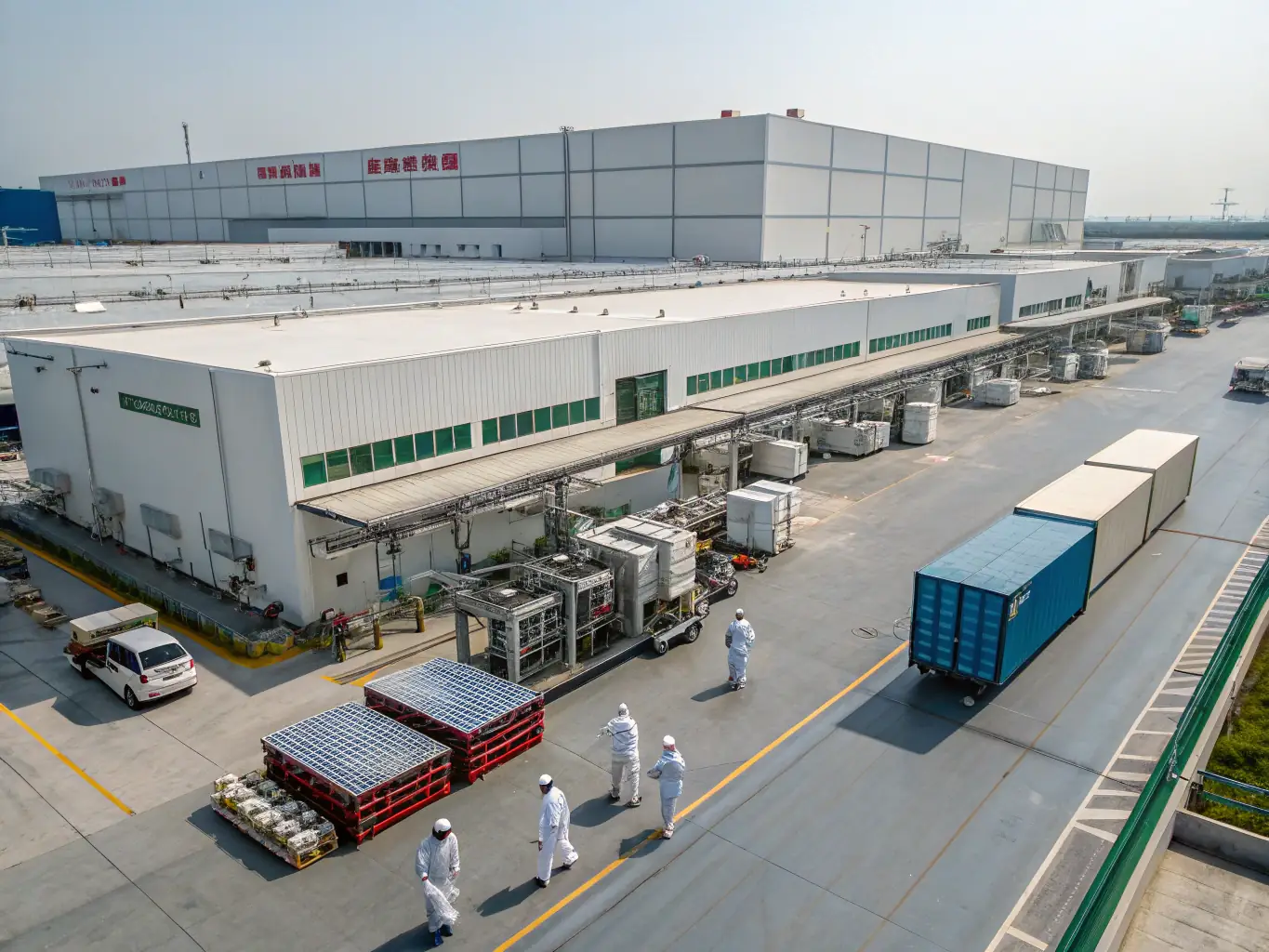 A modern, clean vape manufacturing facility in Shenzhen, showcasing advanced machinery and a focus on quality control. The image should convey precision and technological advancement.