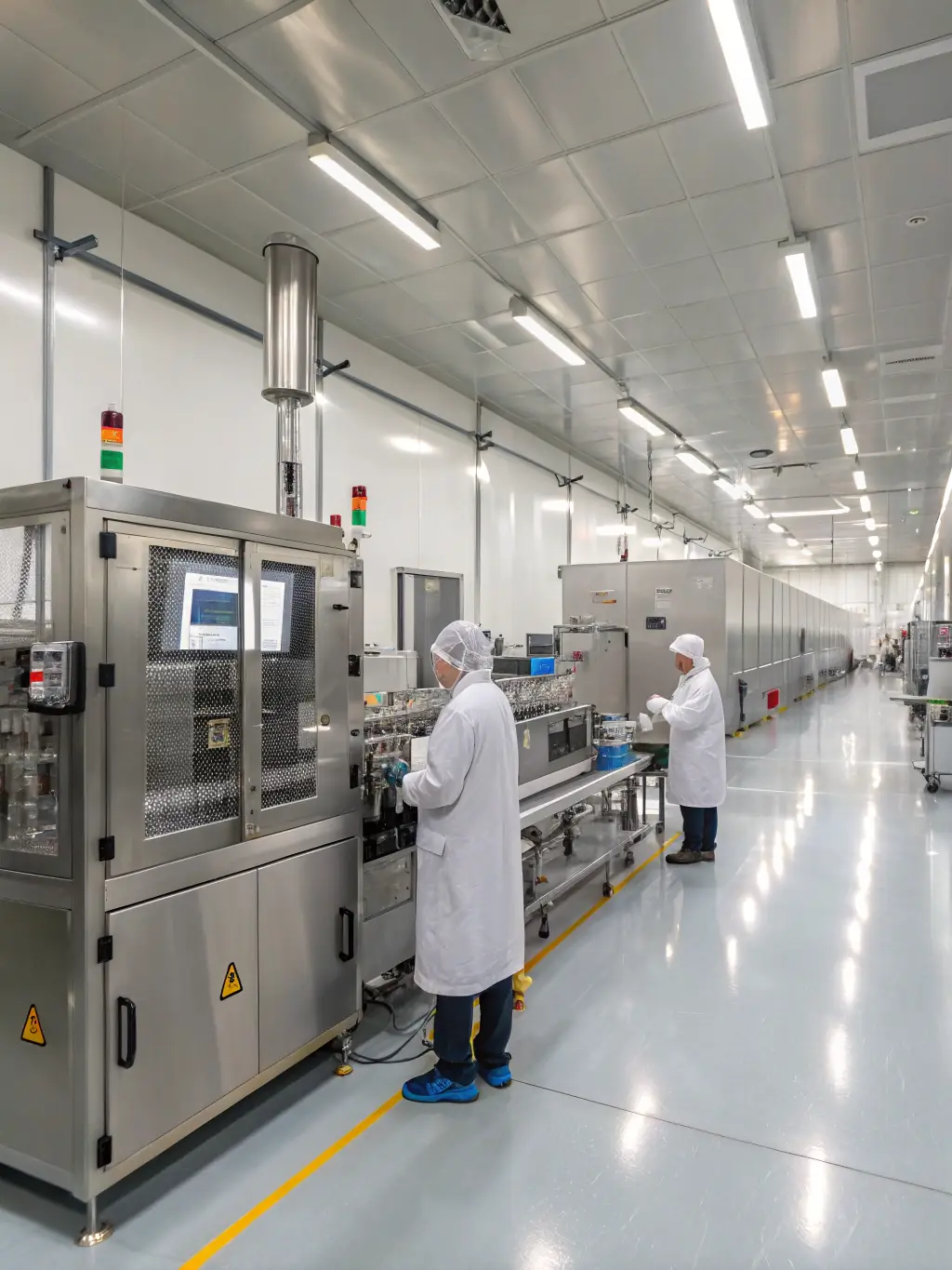 A modern vape factory in Shenzhen, China, showcasing advanced machinery and a clean production environment, emphasizing quality and precision in manufacturing disposable vapes.