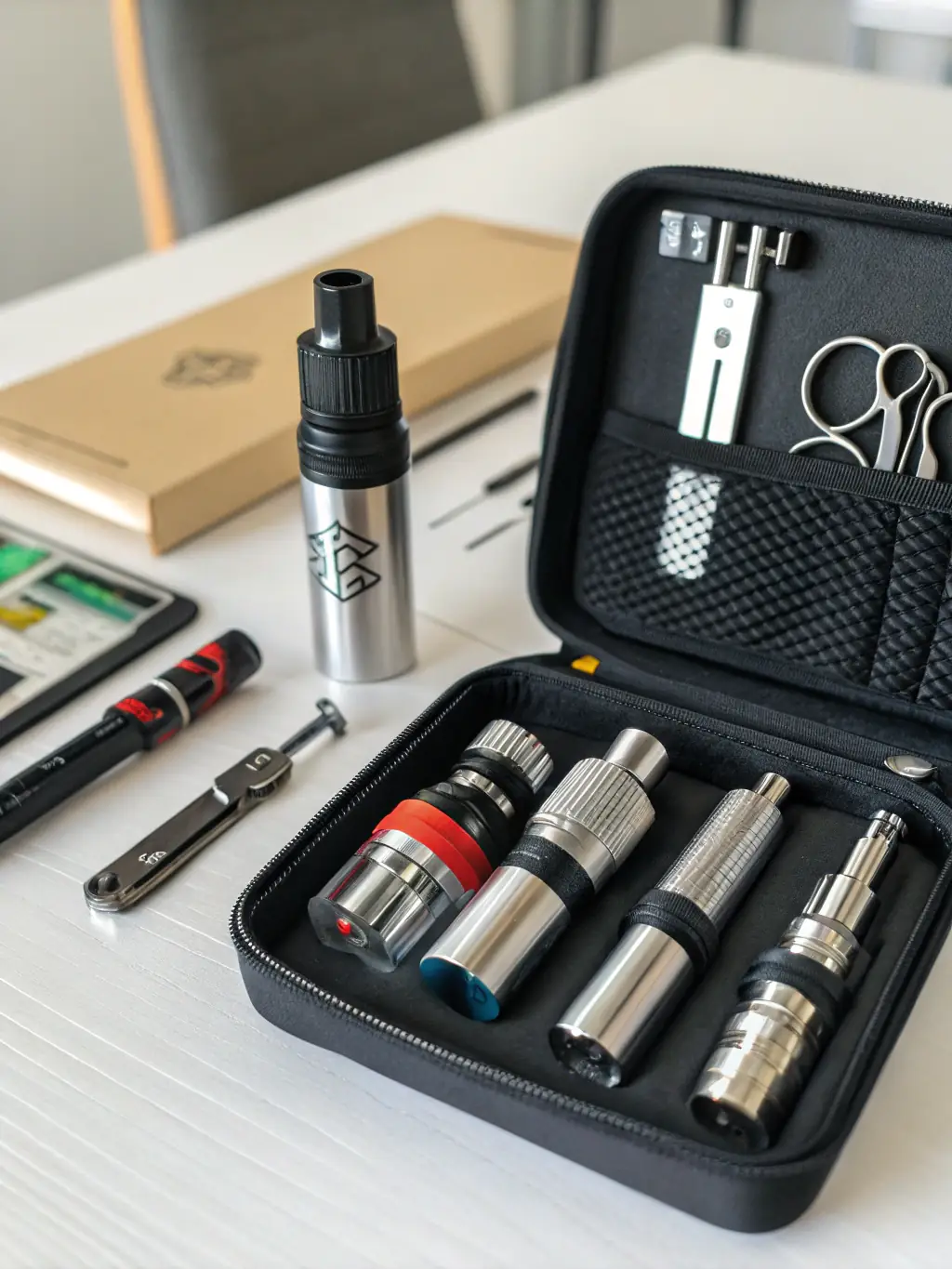 An image depicting various vape products (disposable vapes, pod systems, e-liquids) with regulatory compliance labels (e.g., TPD, FDA), illustrating China Ecigator's commitment to helping brands navigate international regulations and market access.