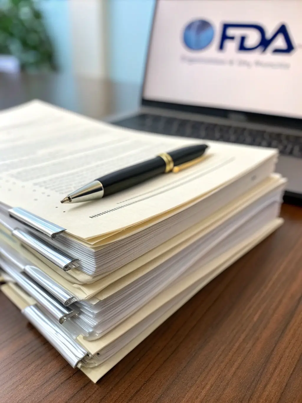 A close-up shot of regulatory documents related to FDA compliance for vape products, highlighting key sections and legal jargon.